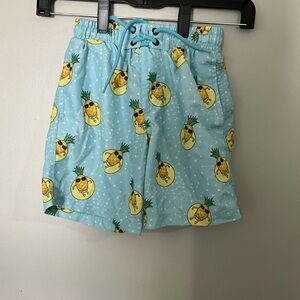 Kids Fun Pineapple Print Swim Shorts